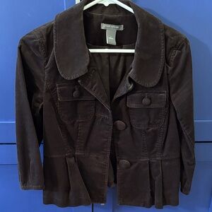 Ann Taylor Chocolate Corduroy Cropped and Fitted Jacket with Feminine Details